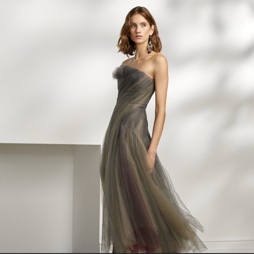 Ralph Lauren Purple Label Tulle Strapless Evening Dress